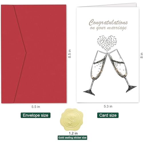 Elegant Wedding Card for Bride and Groom with Gold Seal