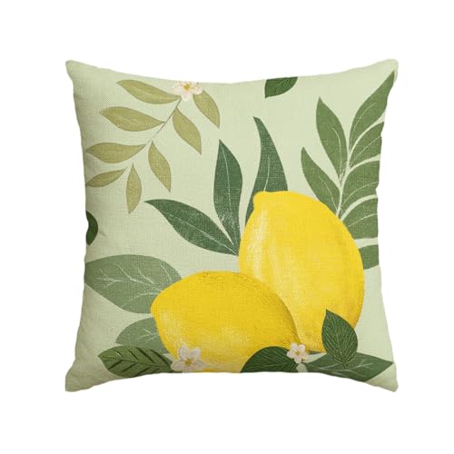 Summer Lemon Eucalyptus Leaves Throw Pillow Cover - 18x18