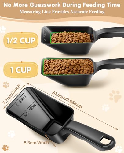 2-Pack Pet Food Scoop - 1 Cup Measuring Tool for Dogs, Cats & More