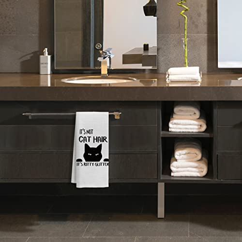 Voatok It's Not Cat Hair Kitty Glitter Hand Towels - Funny Black Cat Decor - Variation: Cat2