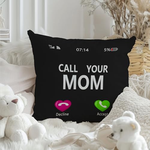 Call Your Mom Flannel Throw Pillow Cover 18x18 - Humorous Dorm Decor 02