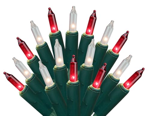 Red and White Christmas String Lights 100 Count 24 Ft Indoor Outdoor Decor