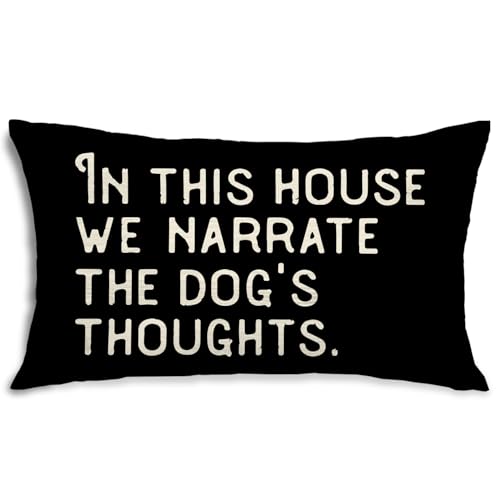 Funny Dog Lumbar Pillow Cover for Dog Lovers | 12x20 Inch Farmhouse Decor