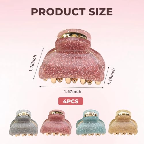 SYBL Small Acrylic Hair Claw Clips 4-Piece Non-Slip Mini Hair Barrettes