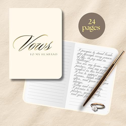 Elegant His and Hers Wedding Vow Books with Gold Foil - 24 Lined Pages, 5.5x4 Inches