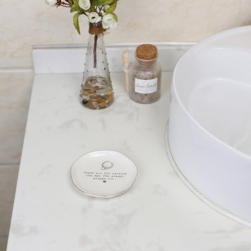 Mother of Groom Ring Dish - 'Thank You for Raising the Man' Ceramic Jewelry Tray | Perfect Gift for Mother's Day & Weddings