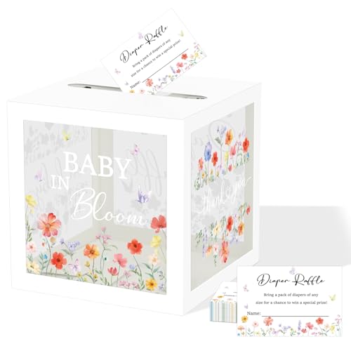 QISOLIY Clear Wildflower Diaper Raffle Tickets & Box Set