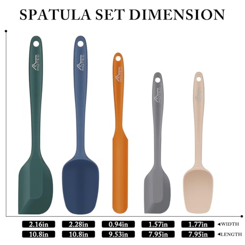 HOTEC Neutral Silicone Spatula Set - 5 Piece, Heat Resistant 600°F, BPA-Free