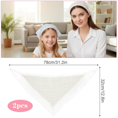 Tucnoeu 2 Pcs Vintage Lace Triangle Head Scarf for Women Headband
