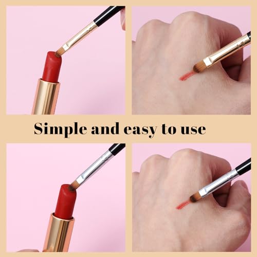 Sorcristy 2 Pcs Retractable Lip Brush with Cap for Travel Lipstick