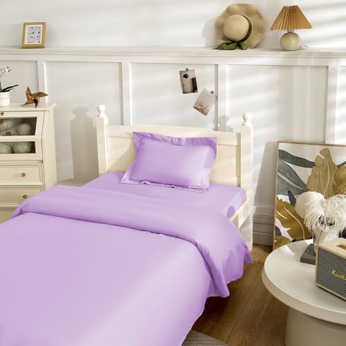 NookZuzu Purple Toddler Bed Sheet Set - Fitted & Flat Sheets with Pillow Sham