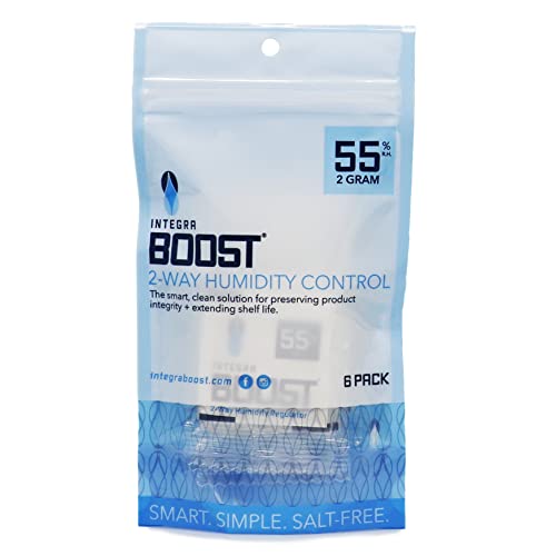 Integra Boost 55% RH Two-Way Humidity Control Pack - 2g for Food & Herbs (6 Pack)
