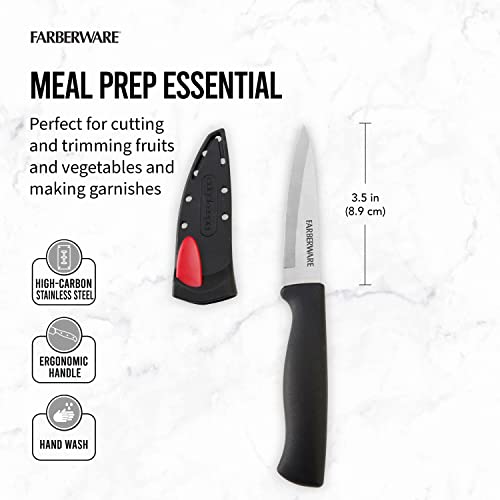 Farberware 3.5-Inch Paring Knife with Self-Sharpening Blade - Black