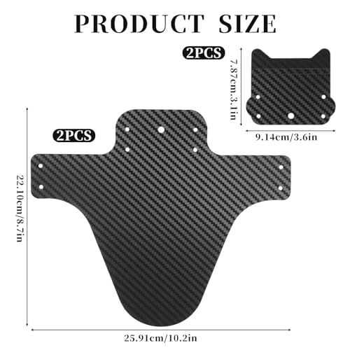 2 Sets Mountain Bike Fender Rear and Front Compatible Bicycle Mudguard Adjustable 29" Plus Size with 15 Cable Ties for Fat Bike Wheel Sizes and All Disc Brake Bicycles