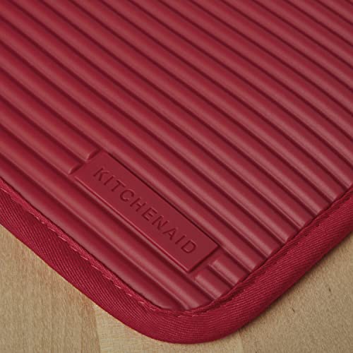 KitchenAid Ribbed Silicone Pot Holder Set, Passion Red, 7"x9"