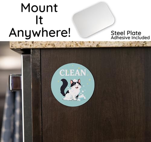 Double-Sided Clean Dirty Dishwasher Magnet with Cute Cat Design