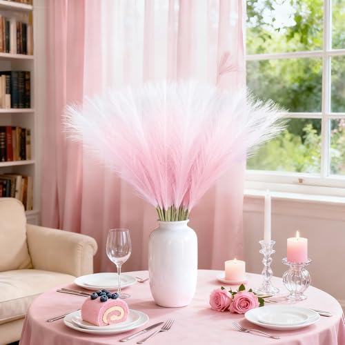 Pink Pampas Grass Decor - 50Pcs 21.6" Faux Pompas for Boho Home