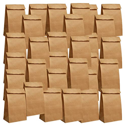 PAVILIA Kraft Paper Lunch Bags 30-Pack - Self-Standing Flat Bottom Brown Tote