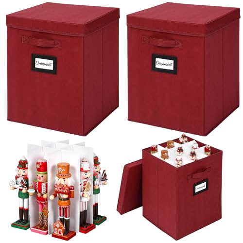 Deep Red 2 Pcs 16 Inch Nutcracker Storage Box - 9-Compartment Organizers
