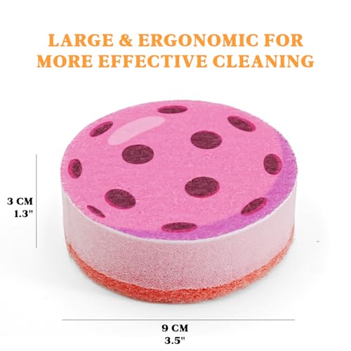Pink Pickleball Cleaning Sponges - 3pcs Colorful Kitchen Sponges