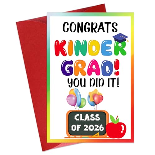 Kindergarten Graduation Card Class of 2026 with Envelope
