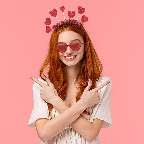 Red Heart Headband and Heart Sunglasses Set for Valentine Party