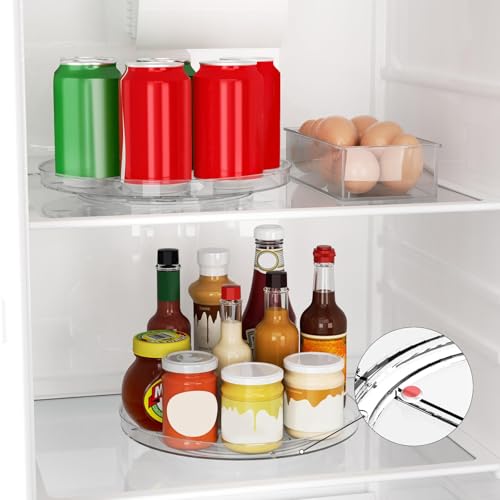 9 Inch Lazy Susan Organizer Tray Set - 2 Pack Clear Rotating Storage