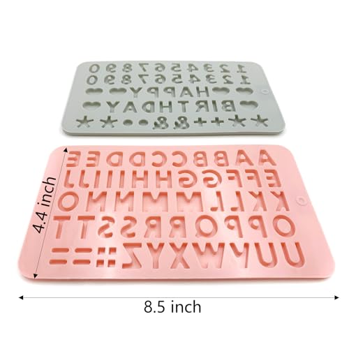 2-Pack Silicone Letter & Number Molds for Baking & Crafts