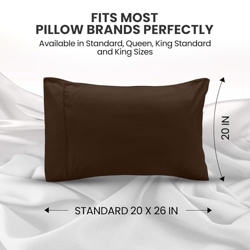 Utopia Bedding Brown 20x20 Inch Set of 4 Microfiber Pillow Covers - Soft & Fade Resistant