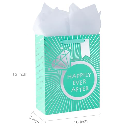 Loveinside Wedding Gift Bag Set with Tissue Paper & Card - 10" x 5" x 13"