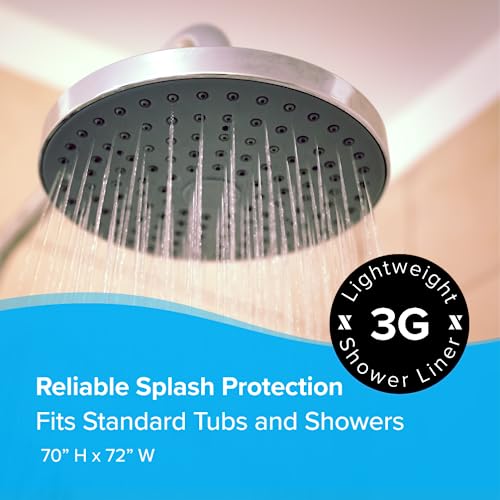 SlipX Solutions Lightweight Shower Curtain Liner, 70"x72", Clear