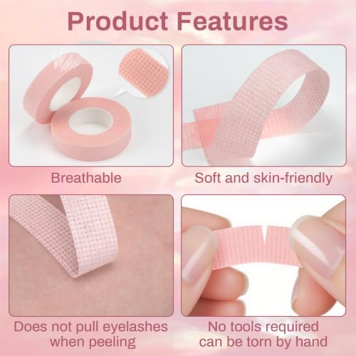 RAQEHO 8-Pack Eyelash Extension Tape - 9m Breathable Micropore Adhesive Tape for Sensitive Skin