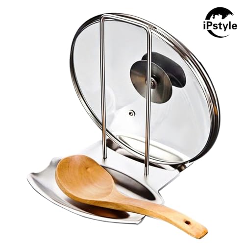 Stainless Steel Pan Lid Holder & Spoon Rest Organizer - iPstyle