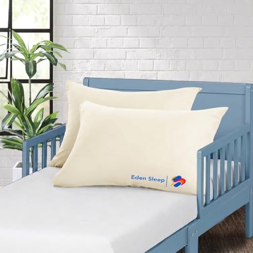 Eden Sleep Toddler Travel Pillowcases 2-Pack 14x20 Inch Cotton Ivory Zipper Covers