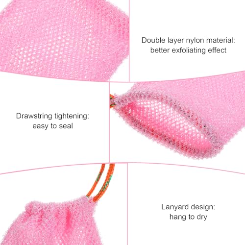 JJUNW 8-Piece Mesh Soap Bags with Drawstring Exfoliating Soap Saver Pouches
