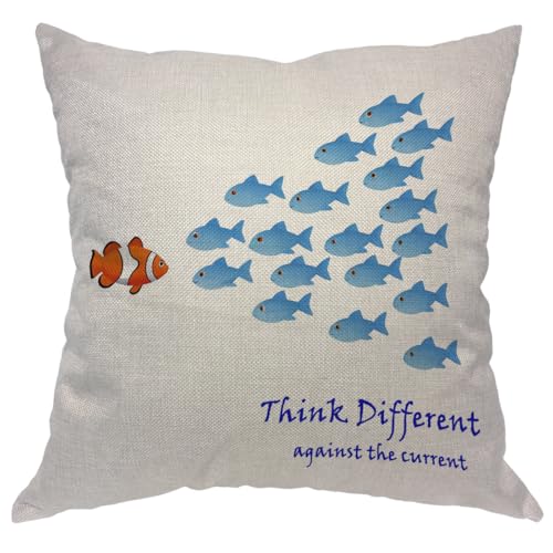 Moslion Many Fishes Throw Pillow Cover 18x18 Inch Cotton Linen - Pack of 1