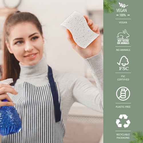 Isshah Natural Kitchen Scrub Sponges - Eco-Friendly Plant-Based, 12 Count