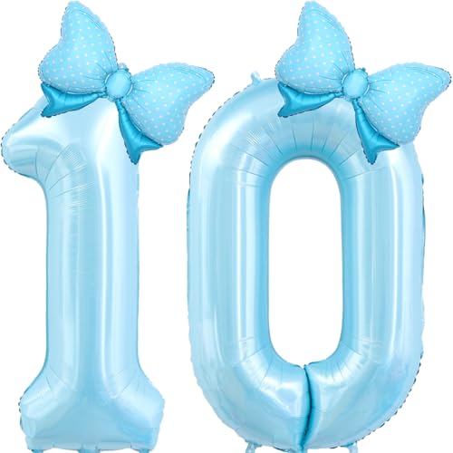 Florisland Light Blue Number 10 Balloon & Party Decorations for 10th Birthday Girls Kids