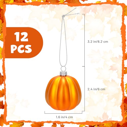 12 Orange Pumpkin Hanging Ornaments for Fall & Halloween Decor