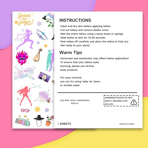 Cartoon Theme Temporary Tattoos Iridescent Foil Party Favors 108 Pcs