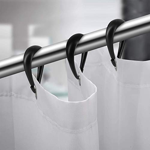 Qulable 12-Piece Plastic Shower Curtain Rings - Smooth Glide Drop-Shape Hooks