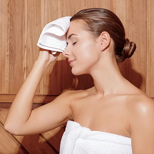 100% Cotton Wash Cloth Set - Pack of 12 White Face Towels