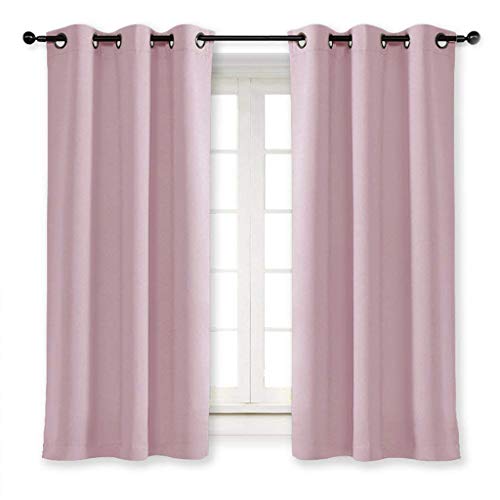 NICETOWN Blackout Curtain, Baby Pink Grommet Window Drape 42 x 63 Inch
