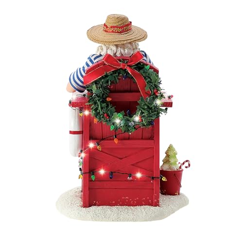 Christmas Santa Lifeguard Figurine with Lighted Stand - 10.5 Inch Decor