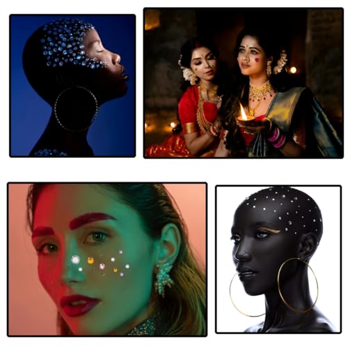Zucosue 1500 Pcs Self-Adhesive Rhinestone Stickers, Acrylic Gem Jewels for Crafts, Face, Body, and Nail Art