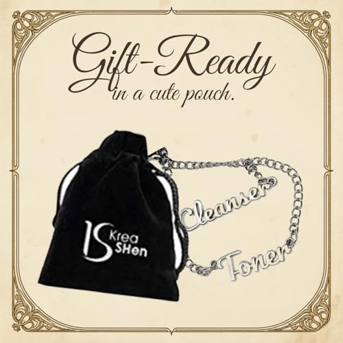 KreaSHen Skincare Bottle Label Tags - Toner & Cleanser Silver Chain Charms