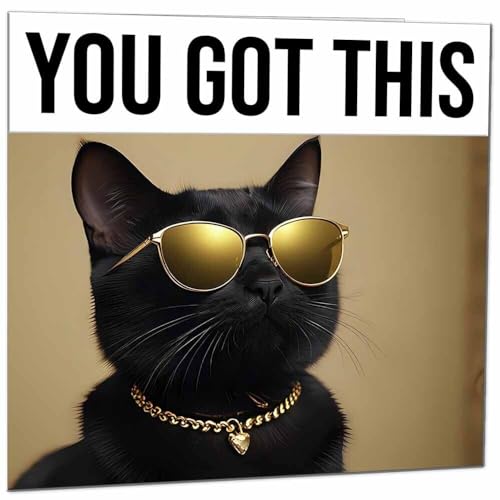 Premium Black Cat Colleague Leaving Card - You Got This!