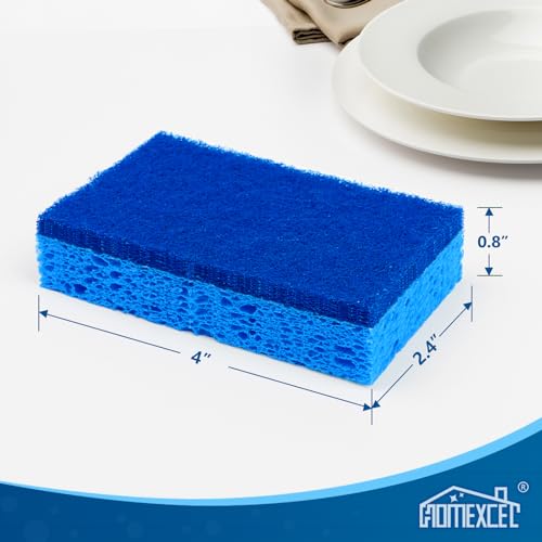 HOMEXCEL Blue Non-Scratch Dish Sponges - 12 Pack for Kitchen Cleaning