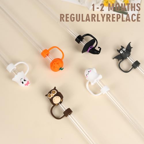 6Pcs Halloween Straw Cover Cap Compatible with Stanley Cups 30 40 oz Toppers for Tumblers Reusable Dust Proof Simple Modern Straw Cover for 0.4in Accessories