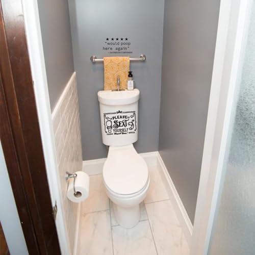 Funny Toilet Stickers Set - Please Seat Yourself & Close Lid Decals
